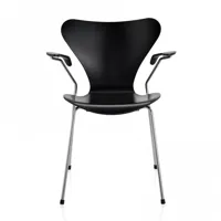 fritz hansen - chaise avec accoudoirs série 7™ - noir/laqué/structure acier chromé/lxhxp 61x80x52cm